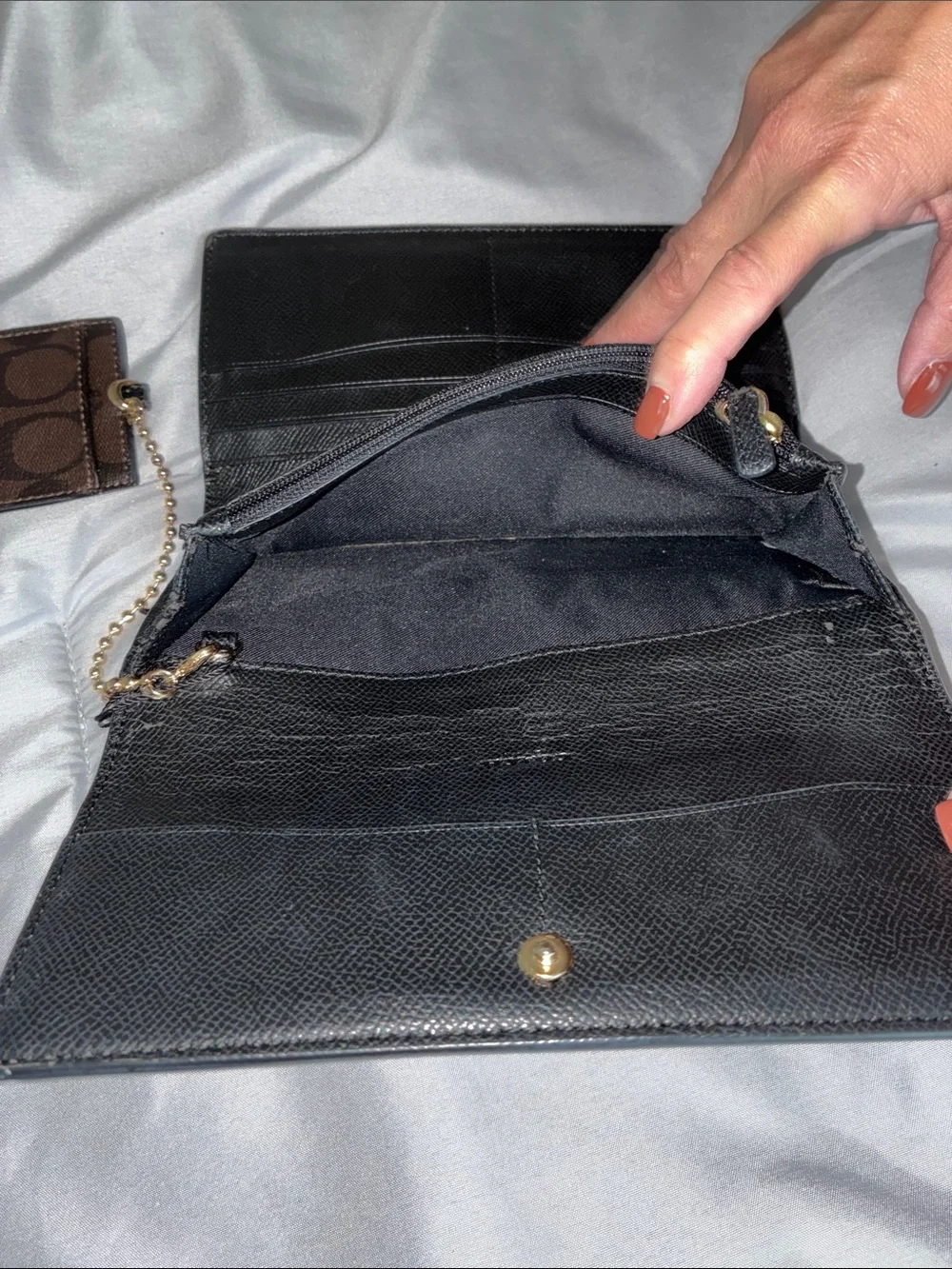 Coach Signature Brown and Black Continental Wallet with Card Holder
